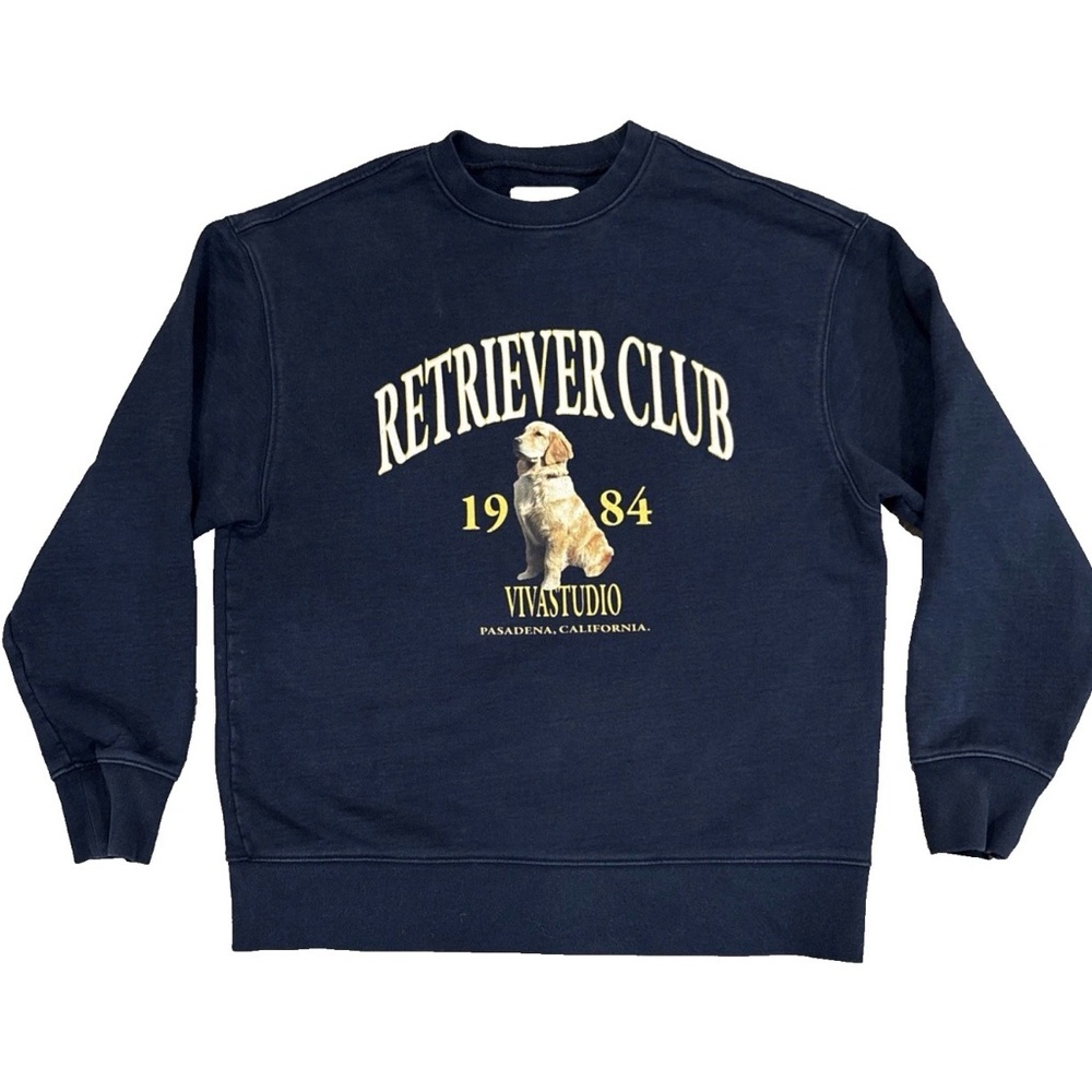 VivaStudio Golden Retriever Club ‘84 Vtg Preppy Sweatshirt Graphic Navy Size MED